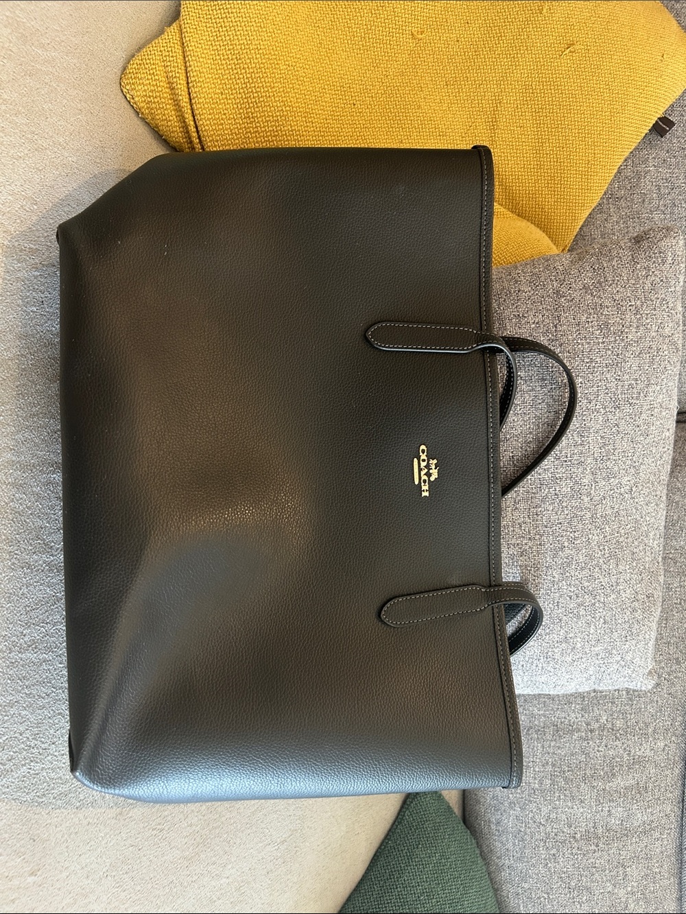 Coach Black Pebbled Leather Tote - Gold Logo